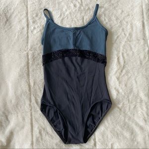 Navy and Black Velvet Leotard
